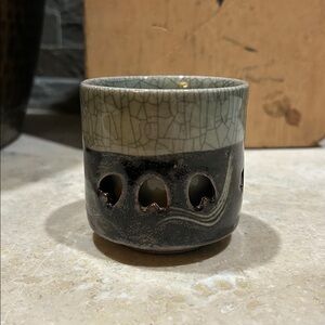 Coffee Tea Cup Somayaki Somaware Hearts Double Wall Crackle Glaze